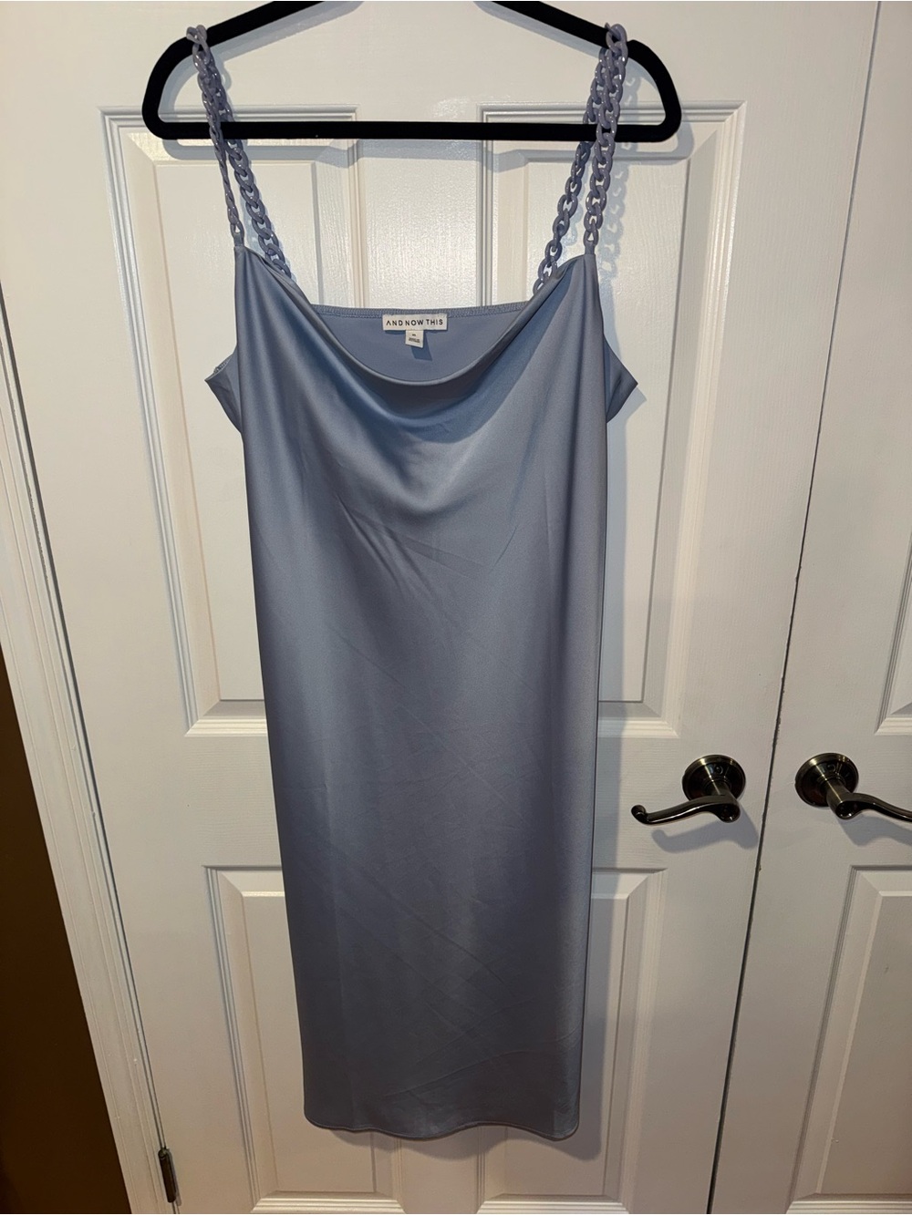 Light Blue Silk Dress with Chain Straps